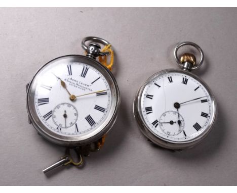 A silver cased open face pocket watch - H Samuel Manchester 'Acme Lever', the white enamel dial set out with Roman numerals a