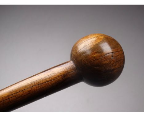 A late 19th century African hardwood knobkerrie - length 76cm. 