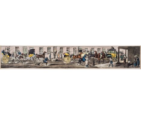 Paul (Sir John Dean) [&amp; Henry Alken]. A Trip to Melton Mowbray, hand-coloured aquatint panorama, 14 numbered scenes on co