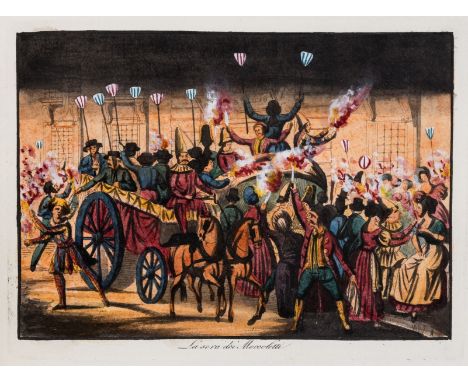 Marroni (Salvatore) Li otto giorni del carnevale di Roma, engraved title with hand-coloured vignette and 8 fine hand-coloured