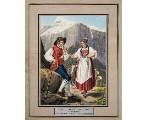 Reinhardt (Johann) Collection de Costumes Suisses des XXII Cantons, 46 aquatint plates with fine contemporary hand-colouring,