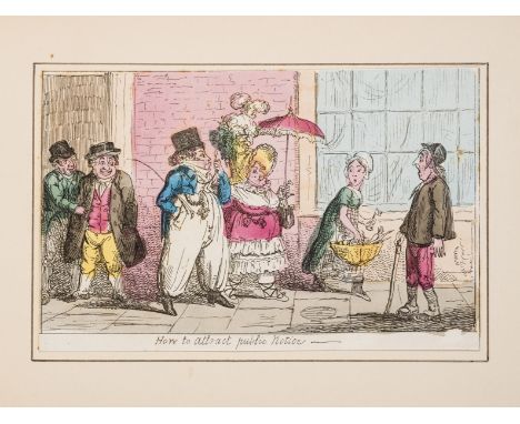 Cruikshank (George).- Woodward (George Moutard) The Art of Walking the Streets of London, the set of 8 hand-coloured etchings