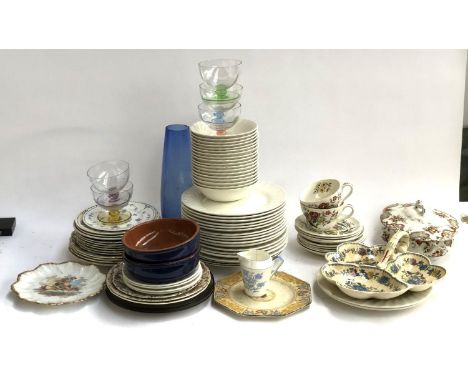 A mixed lot of ceramics to include Furnivals Denmark; Churchill dinner plates; Copeland Spode 'Gainsborough' 