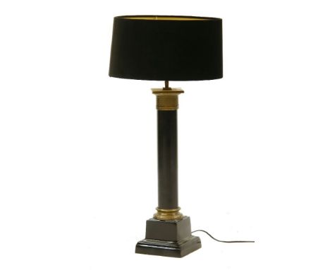 A modern Regency-style table lamp, with a velvet shade, 83cm high