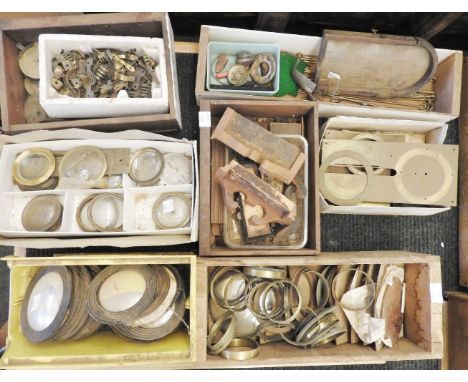 Nine boxes of barometer spares, glasses, mirrors, bezels, etcProvenance: The property of a gentleman dealer