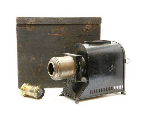 A magic lantern, with various slides together with two oil lamps and a sword (qty)