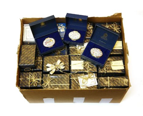 A collection of Halcyon Days enamel 'Year' patch boxes