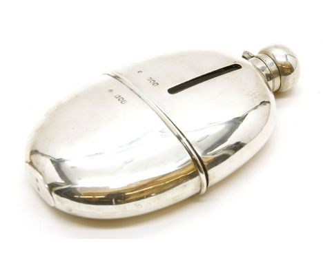 An Edwardian silver hip flask, London, 1901, of plain form, 19cm high