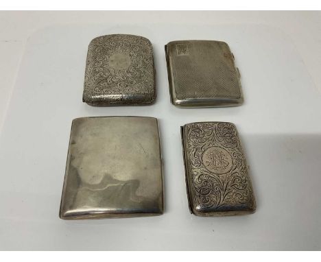 Victorian silver cigarette case of rectangular form with engraved decoration, (Birmingham 1886), maker William Harrison Walte