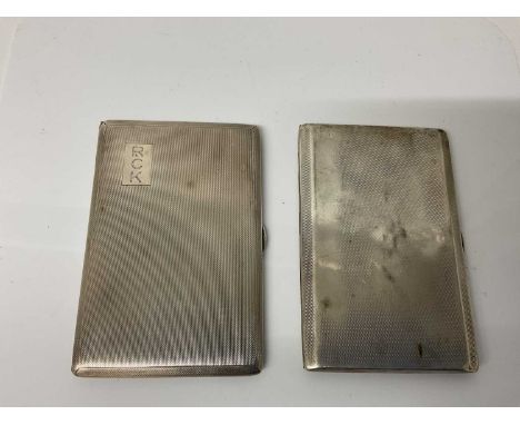 George VI silver cigarette case of rectangular form with engine turned decoration and gilded interior, (Chester 1941), maker 