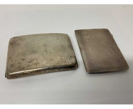 George V silver cigarette case of curved rectangular form, (Birmingham 1919), maker William Henry Sparrow, 12cm in overall le