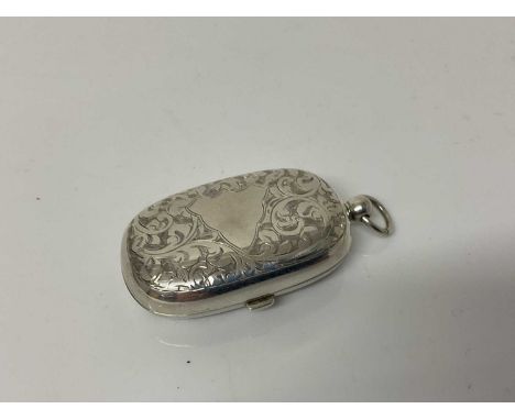 Edwardian silver double sovereign case with engraved foliate decoration, (Birmingham 1908), maker William Hair Haseler, 6cm i