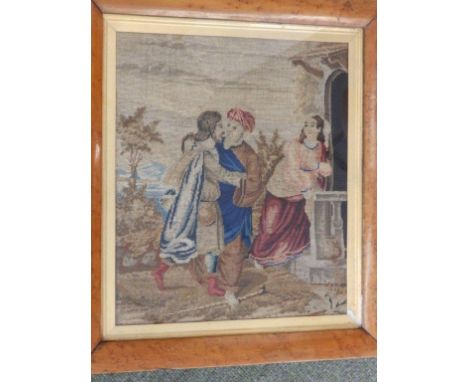 A Victorian woolwork tapestry panel 