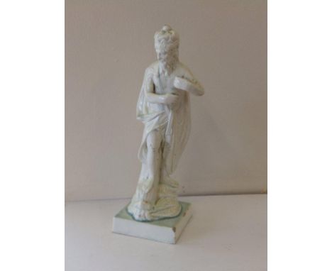 An early 19thC white glazed pearlware figure of Neptune in Enoch Wood style, 9” high – trident missing 