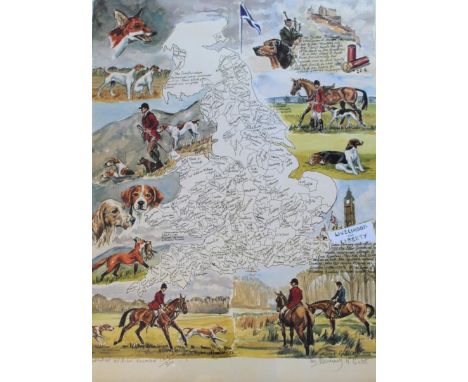 •AFTER ROSEMARY H. COATES THE HUNTING COUNTRIES OF ENGLAND, WALES AND SOUTHERN SCOTLAND Colour print, 2004, signed and number