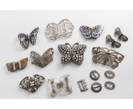 AN EARLY 20TH CENTURY PIERCED BUCKLE by C.H. Cheshire, Chester 1910, two pairs of small hallmarked buckles, a single small ha