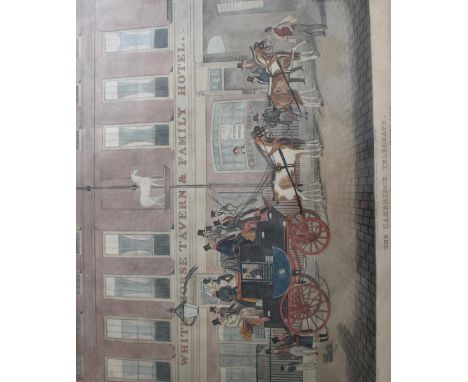 FOUR COACHING PRINTS to include `The Cambridge Telegraph`, aquatint by G. Hunt after J. Pollard, 39.5 x 53cm.; `The Birth Day