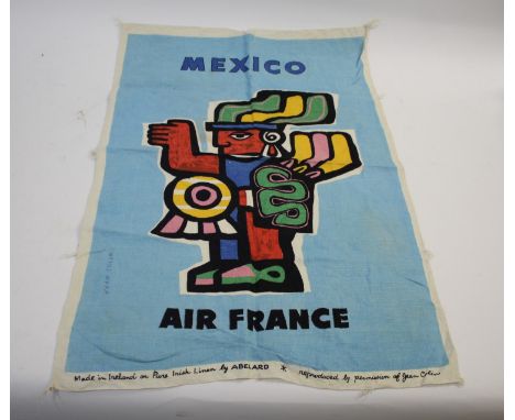 AIR FRANCE -  TRAVEL POSTER DESIGNER TEA TOWELS an interesting set of four mid 20th tea towels, each with vibrant stylised de