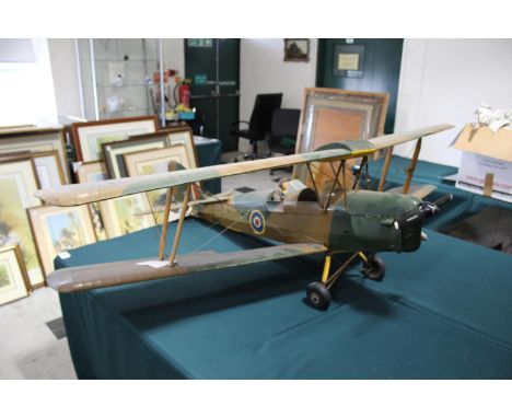 LARGE MODEL AEROPLANE a large model of a Bi-Plane, fitted with a small ASP engine and with various electrics inside the cockp