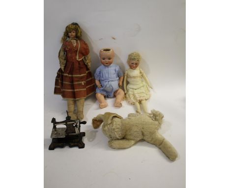 SIMON &amp; HALBIG DOLL with weighted blue eyes and open mouth, marked S &amp; H, Simon &amp; Halbig, 6 1/2 (16 1/2ins, 42cms