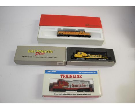 BOXED LOCOMOTIVES including Bachmann Plus Santa Fe 2894, Walthers Trainline Santa Fe 2092, and Rivarossi 1872 Union Pacific 4