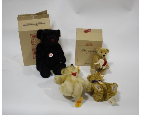 STEIFF TEDDY BEARS including a boxed black Steiff Classic Teddy Bear, with attached labels and growler mechanism (16ins, 41cm