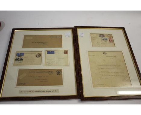FRAMED POSTAL HISTORY 2 frames with 5 Air Mail covers, including Nov 1931 from Wellington to London from the Post Master Gene