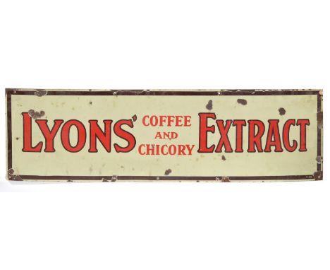 LYON'S EXTRACT ENAMEL SIGN a large enamel sign for Lyon's Coffee and Chicory Extract, 152cms by 46cms