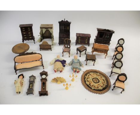 DOLLS HOUSE FURNITURE &amp; ACCESSORIES a collection of modern dolls house furniture including a bureau bookcase, tallboy, ch