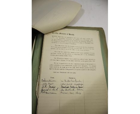 WIMBLEDON CRICKET &amp; LAWN TENNIS CLUB PETITION &amp; SIGNATURES - 1926 a fascinating group of documents relating to a peti