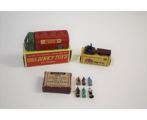 DUBLO DINKY including boxed 076 Lansing Bagnall Tractor and Trailer, 070 AEC Mercury Tanker, and 053 Miniature Figures for Mo