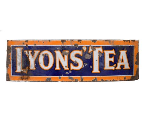 LYON'S TEA ENAMEL SIGN a large enamel sign for Lyon's Tea, some damages. 150cms by 46cms