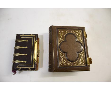 VICTORIAN PHOTOGRAPH ALBUM - QUEEN VICTORIA a small leather bound album, with various studio photographs including Queen Vict