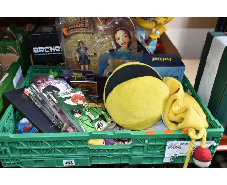 TWO BOXES OF ASSORTED COLLECTABLE TV AND FILM MERCHANDISE to include a quantity of Pokémon Tazos, and assorted Pogs, assorted
