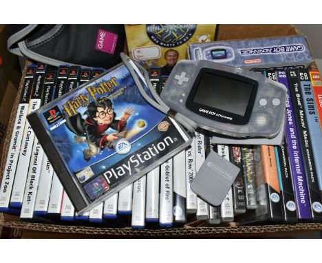 BOX OF VIDEO GAMES AND NINTENDO GAMEBOY ADVANCE CONSOLE, Gameboy includes its box but it is not in working condition and cont