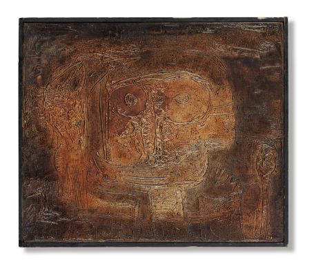 Ibrahim El-Salahi (Sudan, born 1930)Head I signed 'EL SALAHI' and inscribed 'Head I' (verso); executed circa late 1960'soil, 
