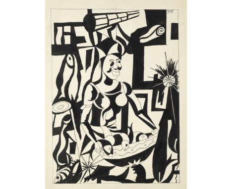 Papa Ibra Tall (Senegal 1935-2015)Fisherwoman signed and dated 'Papa Ibra '62' (upper right)watercolour61.5 x 47cm (24 3/16 x