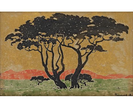Jacob Hendrik Pierneef (South African, 1886-1957)Trees at Dusk signed and dated 'Pierneef. 18.' (lower right); numbered '1845