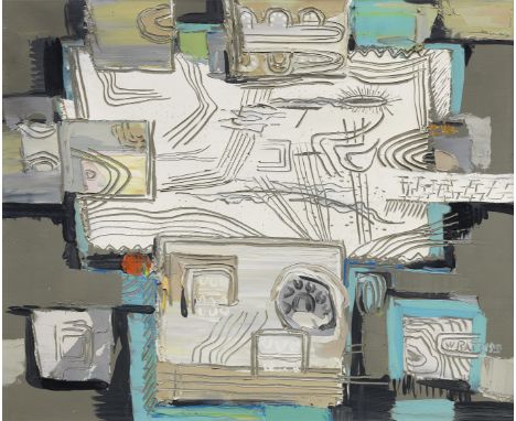 Walter Whall Battiss (South African, 1906-1982)Lines in the desert, circa 1966 signed 'W BATTISS' (lower right)oil on canvas5