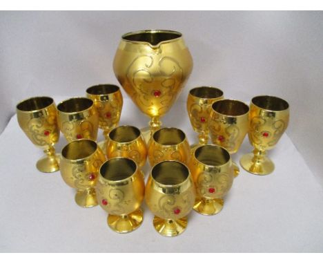 A selection of vintage gilt finish glasses, goblets and similar.