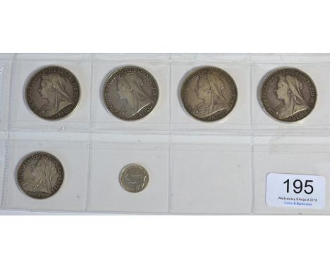 Victoria, 4 x Old Head Crowns comprising: 1893 LVI, 1895 LVIII, 1897 LXI obv edge bump at 8 o/clock & 1898 LXIII a few rim ni