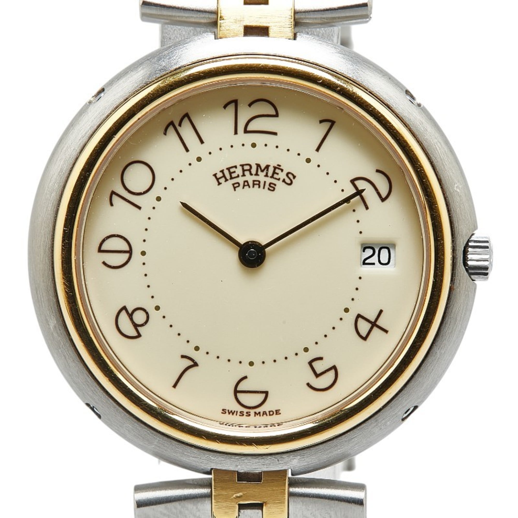 Hermes Profile Watch Quartz White Dial Stainless Steel Men\'s HERMES