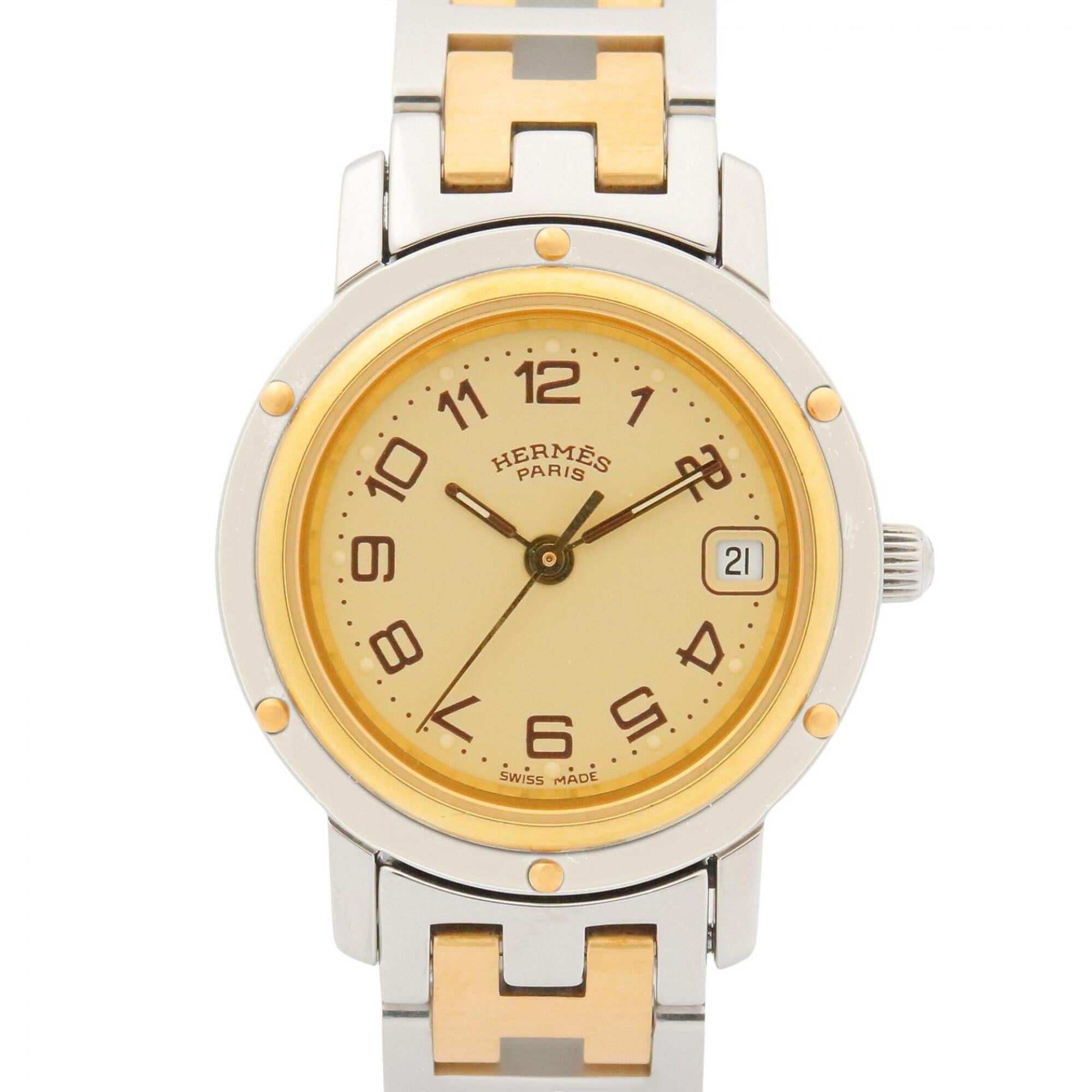 Hermes Clipper Watch, Gold Plated Stainless Steel, Women\'s, Ivory, CL4.220