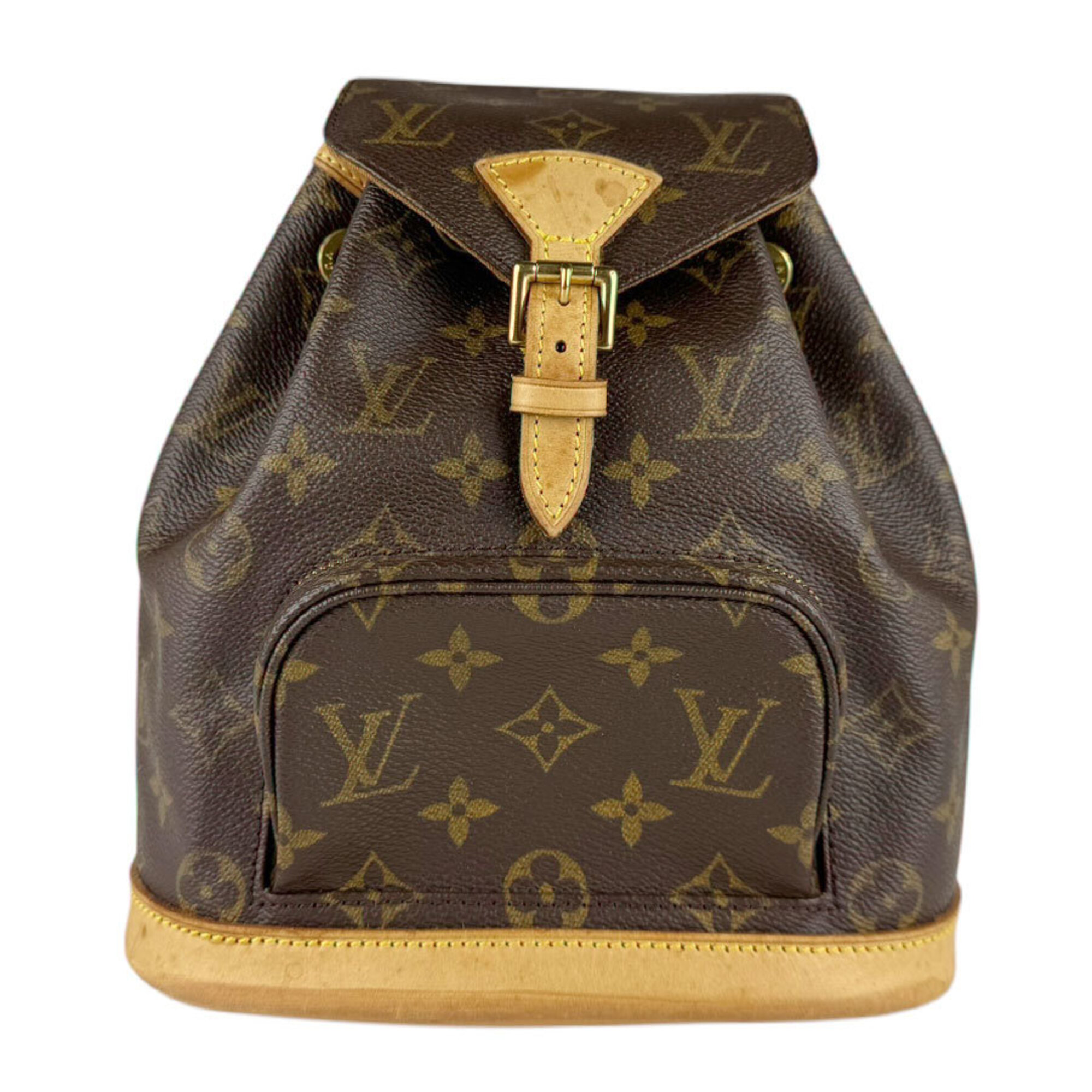 Louis Vuitton LOUIS VUITTON Backpack Monogram Mini Montsouris Canvas Brown Gold Women\'s M51137 Free