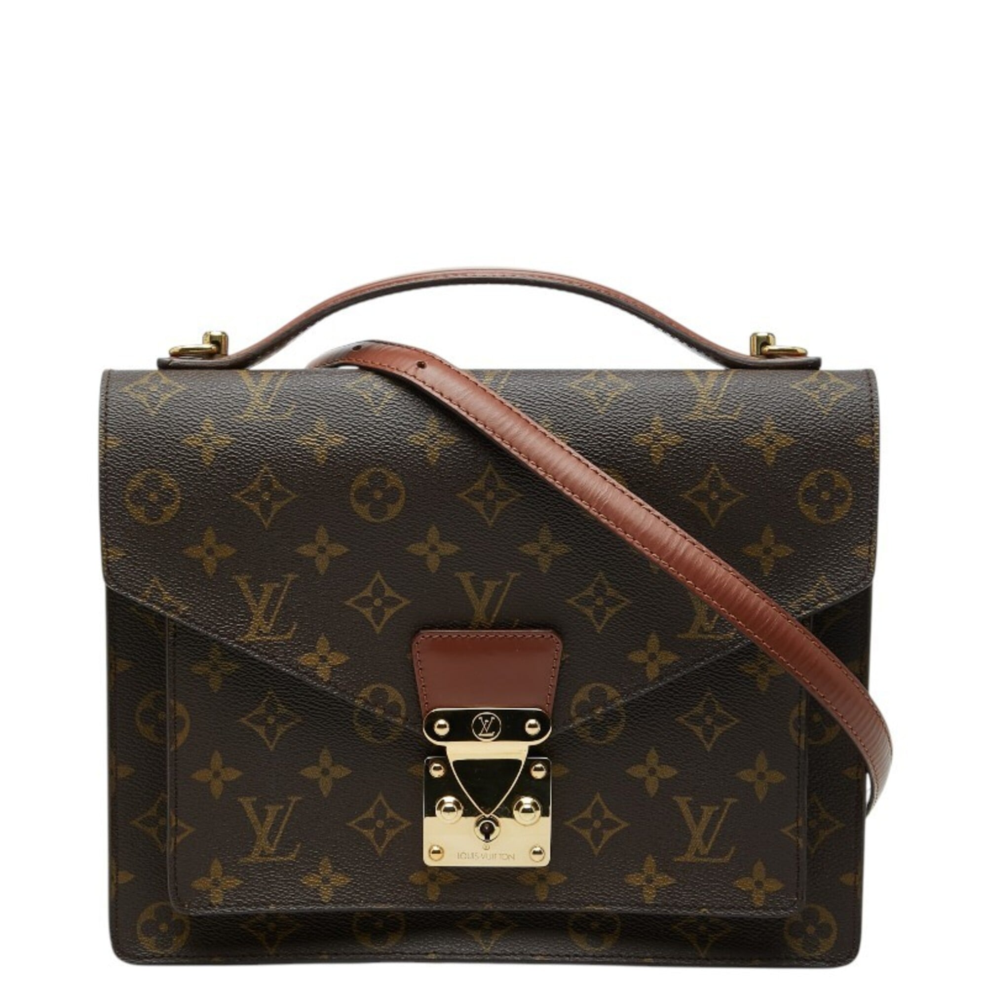 Louis Vuitton Monogram Monceau Handbag Shoulder Bag 2WAY M51185 Brown Leather Women\'s LOUIS VUITTON