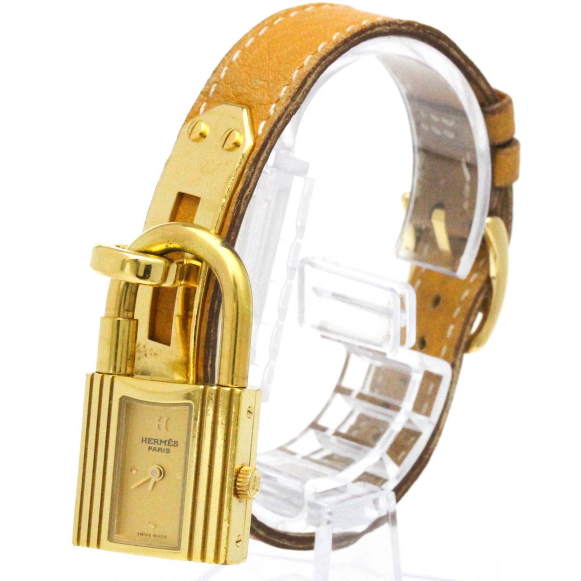 HERMES Kelly Watch Gold Plated Leather Quartz Ladies Watch