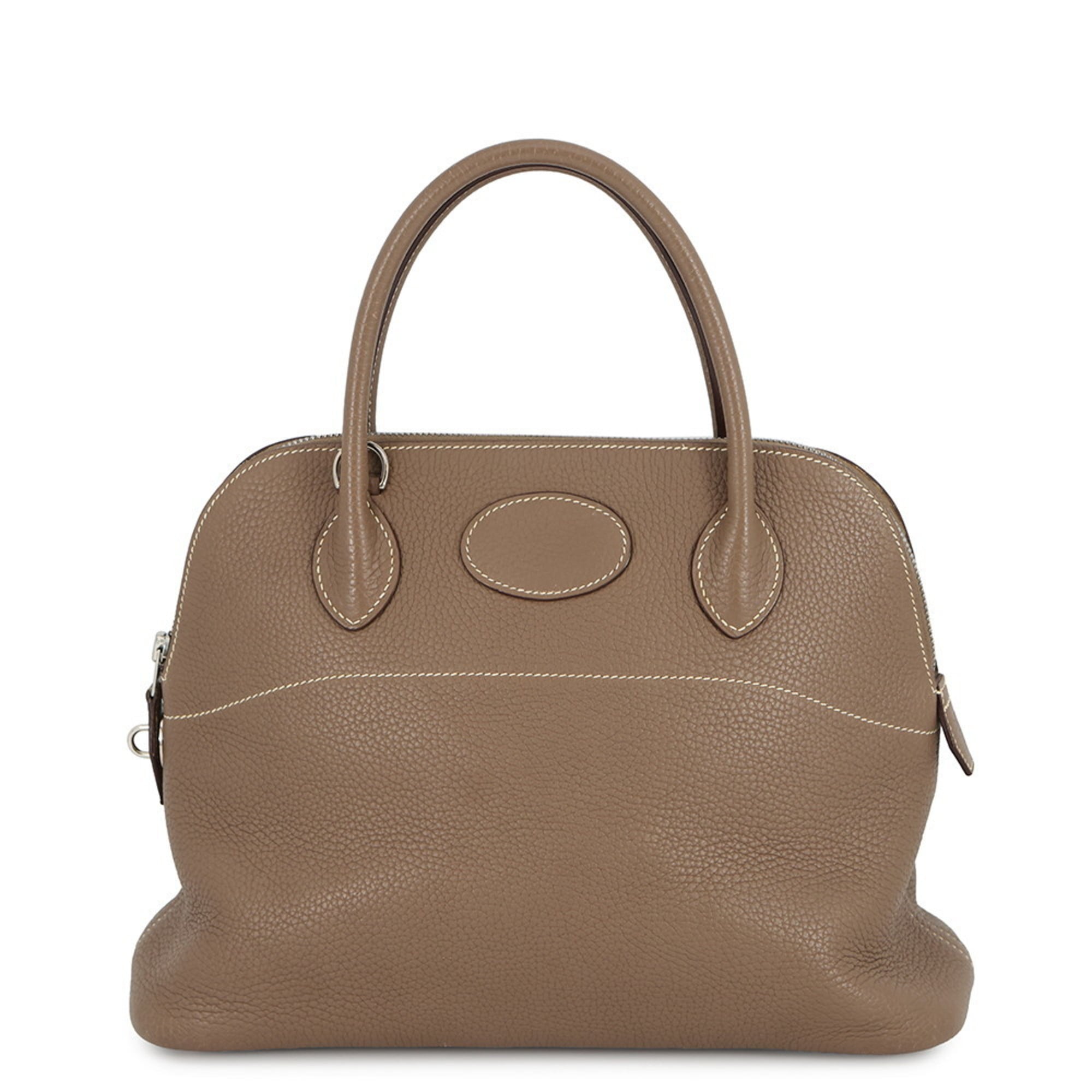 Herms Bolide 31 handbag in Etoupe and Taurillon Clemence leather with a _I stamp. 2-way shoulder ba