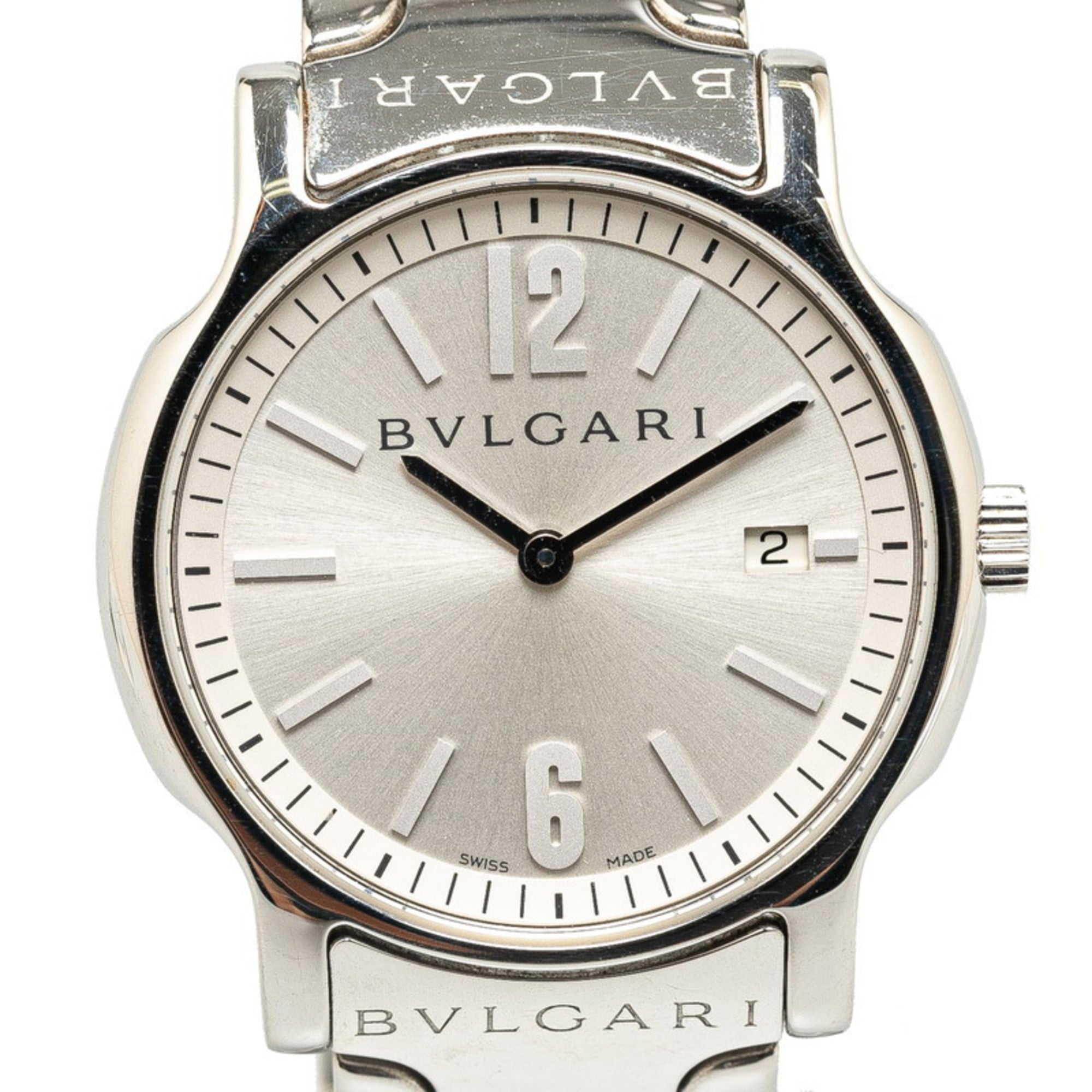 BVLGARI Solotempo Watch ST35S Quartz Silver Dial Stainless Steel Men\'s