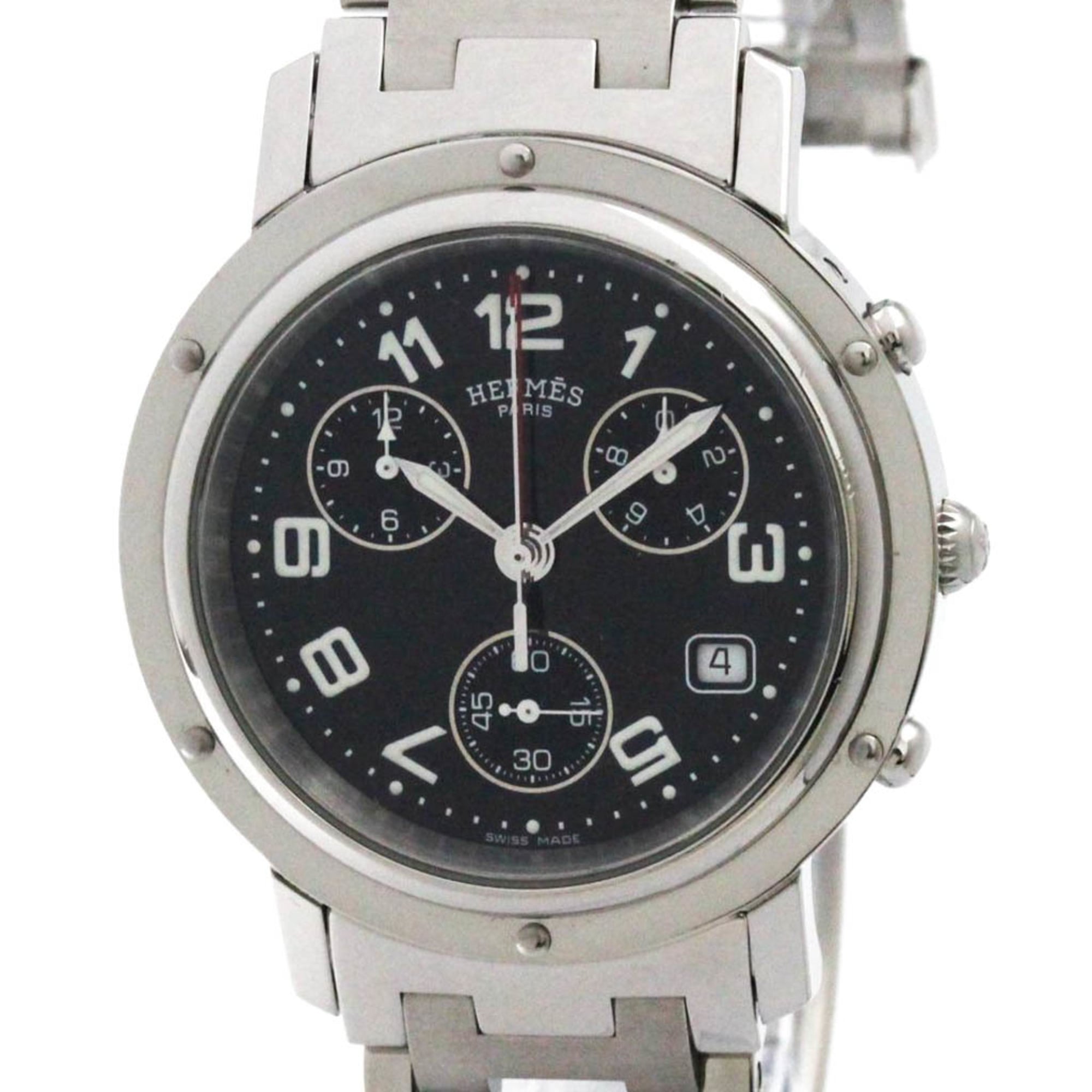HERMES Clipper Chronograph Quartz Mens Watch CL1.910 Polished