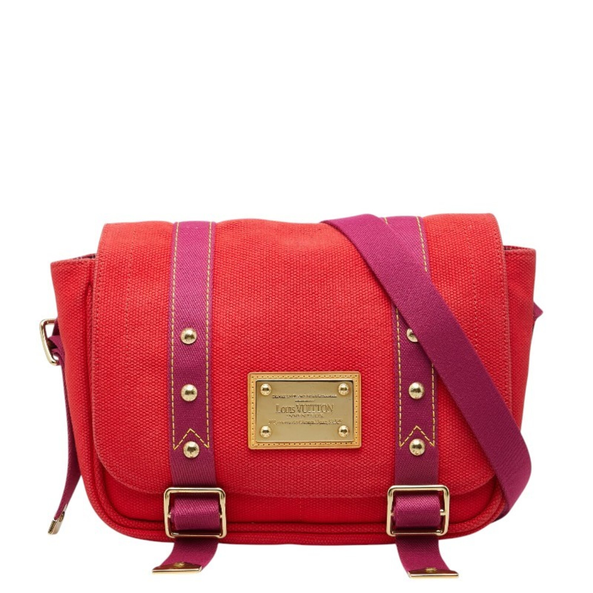 Louis Vuitton Antigua Busas PM Crossbody Shoulder Bag M40040 Red Canvas Women\'s LOUIS VUITTON